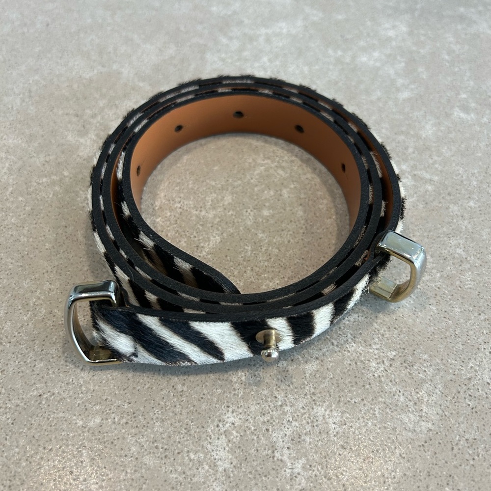 Maison Boinet Pony hair zebra belt black with gold size 70